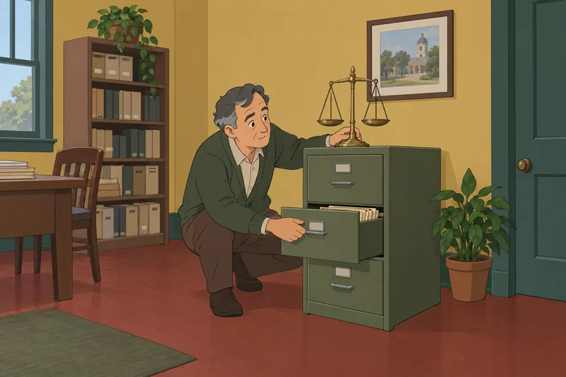 10 Amendments Quiz shows a clerk sorting papers.