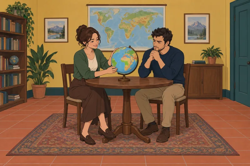 El cuestionario de los países muestra un globo.