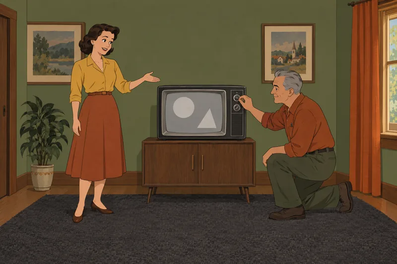 1950s Quiz features a vintage television.