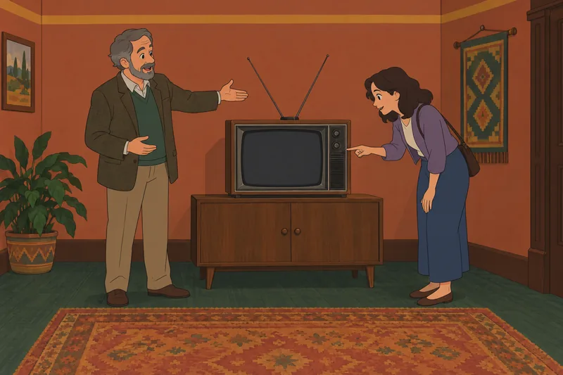 Quiz sobre la década frente a un televisor.