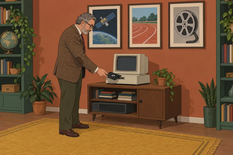 1983 Quiz: He loads a floppy disk.
