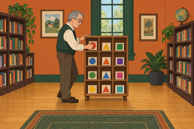 26 Letters of a library tile exercise.