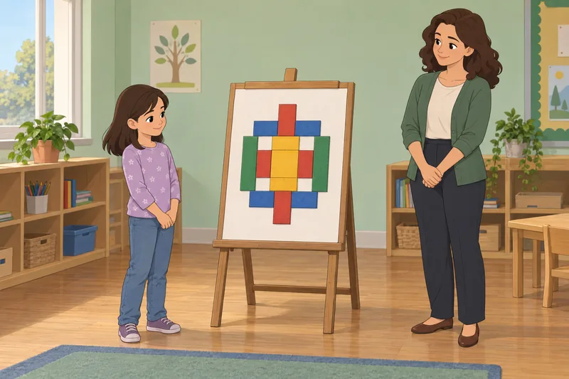 El cuestionario de matemáticas usa bloques geométricos.