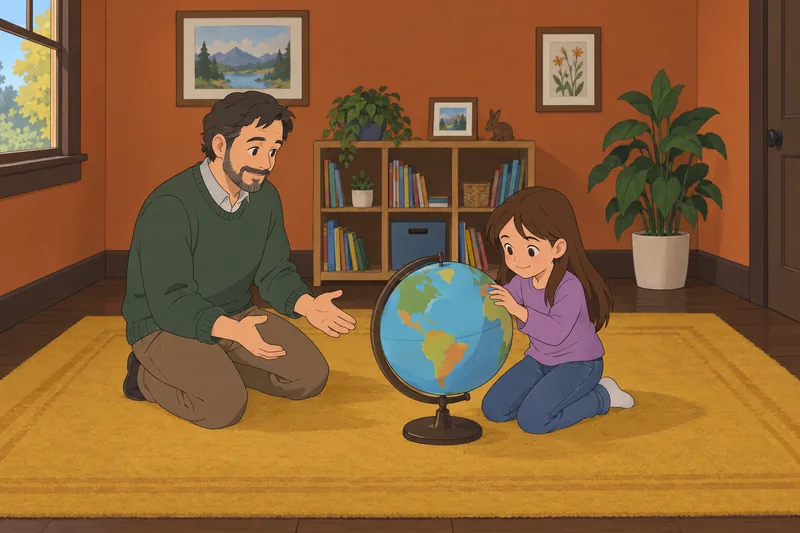 cuestionario sobre los: un niño observa un globo.