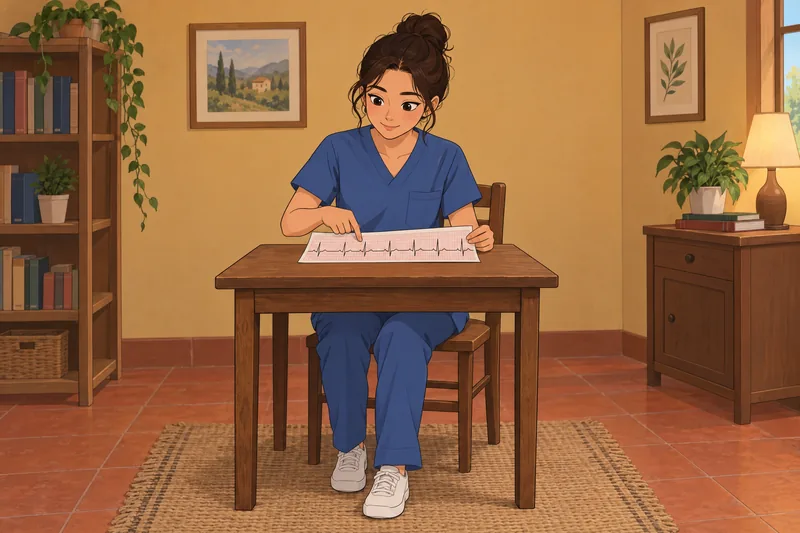 Una estudiante repasa el cuestionario sobre ECG.