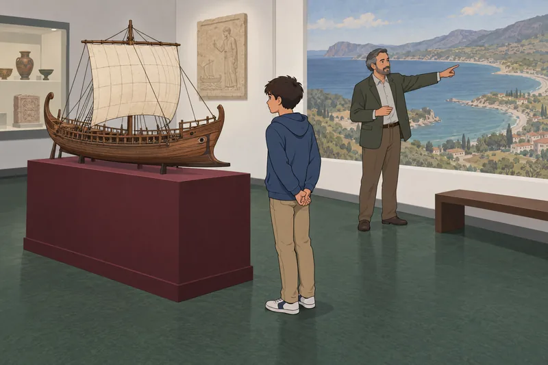 El cuestionario de Historia observa un barco antiguo.