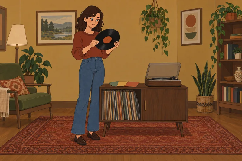 70s Music Quiz shows a vinyl listening moment.