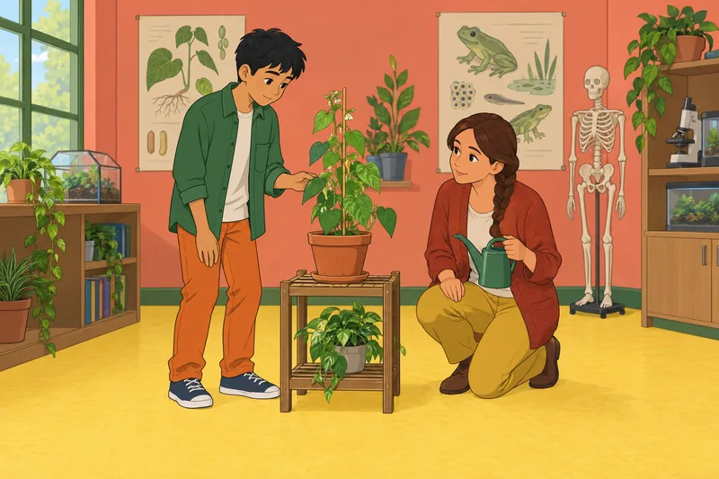 El cuestionario de Ciencias explora una planta viva.