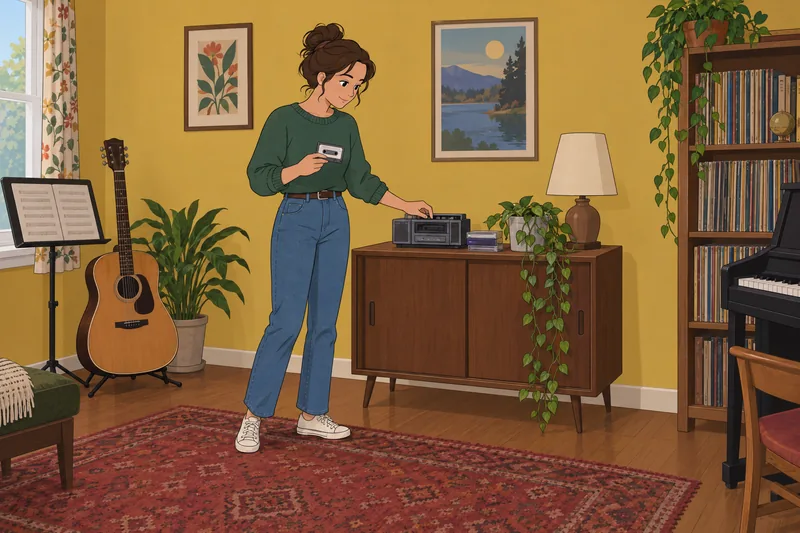 80s Music Quiz: teacher identifies a cassette.