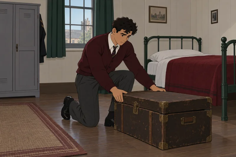 Separate Peace Quiz: a student closes his trunk.