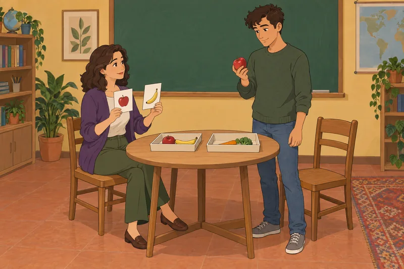 cuestionario sobre sustantivos: alumnos clasifican un objeto.