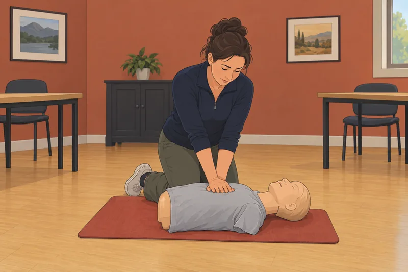 ACLS Quiz shows calm CPR practice.