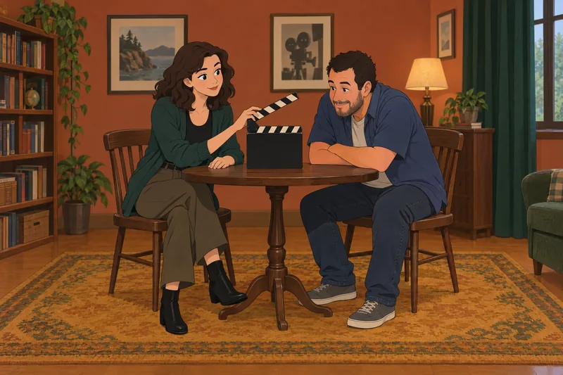 Adam Sandler Quiz fans study a clapperboard.