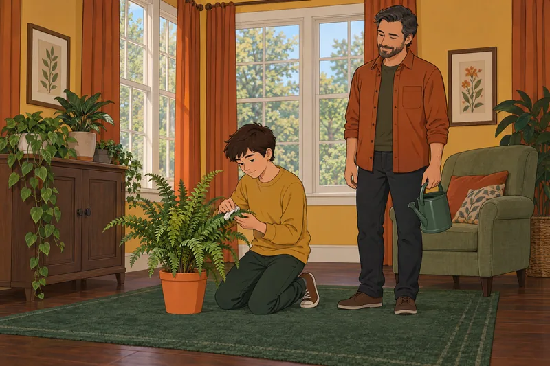 escala de atención junto a una planta.