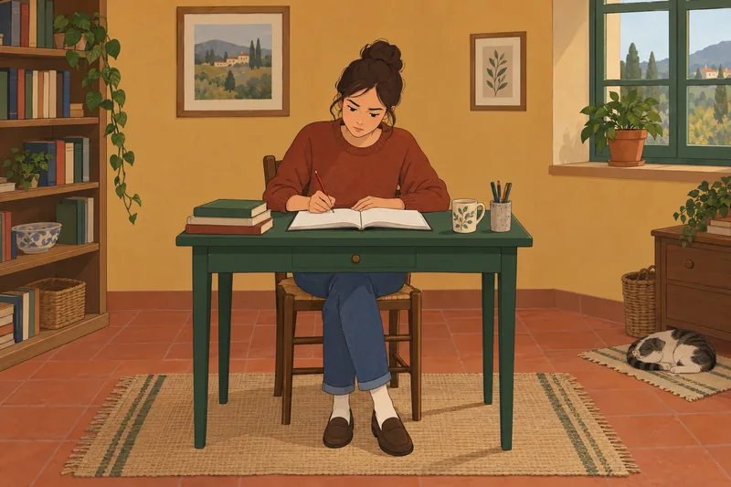 Advanced English Grammar appears in a quiet study.