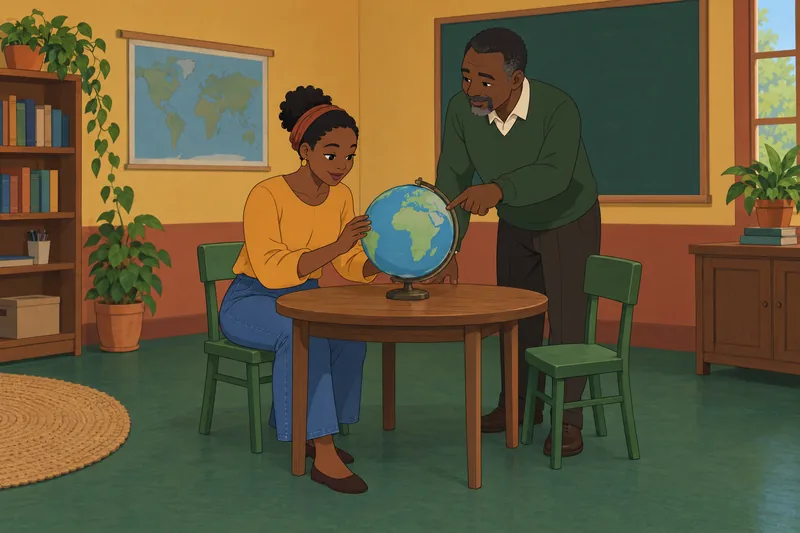 Africa Facts Quiz shows a globe lesson.