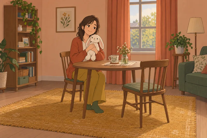 Age Regression Test: adult holds a plush rabbit.