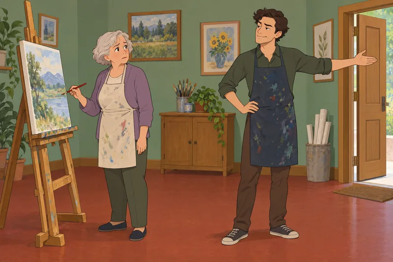 Ageism Questionnaire Test: older artist faces exclusion.