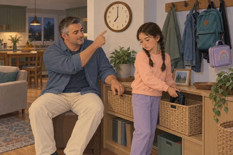 Alabama Parenting: father points to the clock