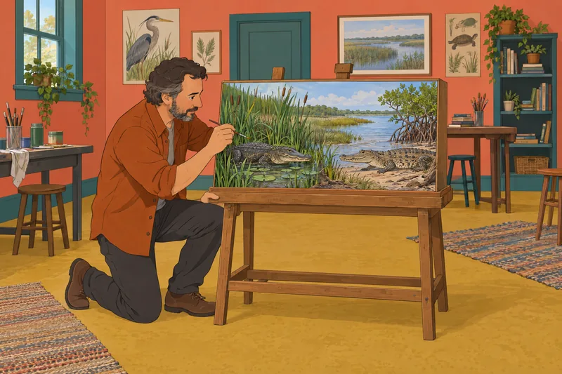 Alligator vs Crocodile comparison uses a habitat diorama.