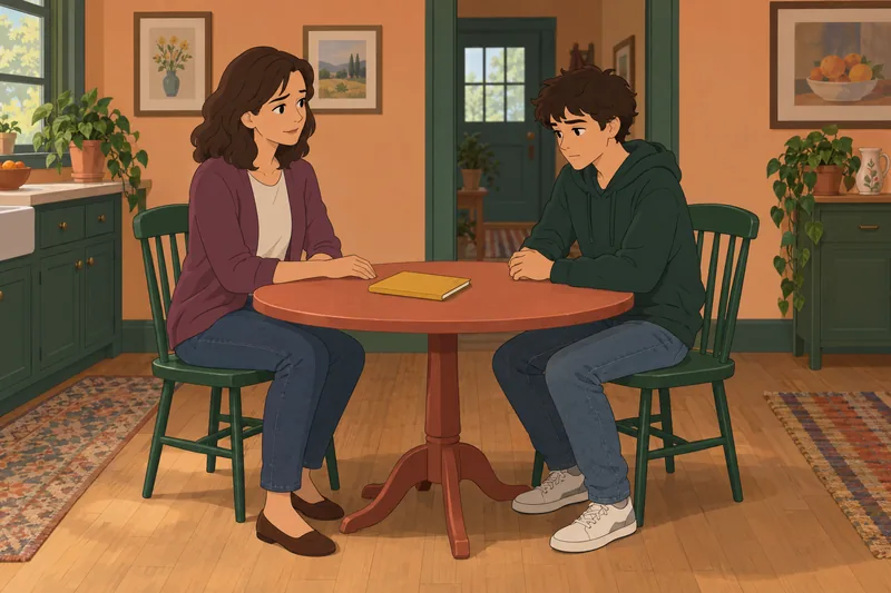 Family Almost Perfect shows a calm planning exchange.