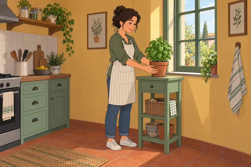Test método Alternativa: mujer observa albahaca.