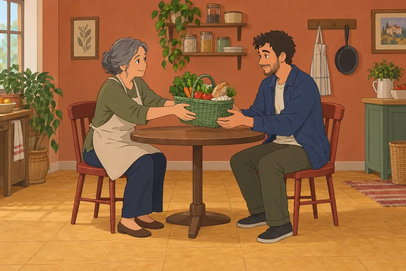 Altruism Subscale Test: a volunteer shares groceries.
