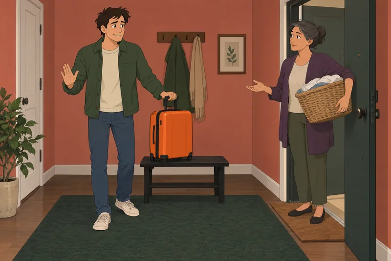 Am I a man setting aside his suitcase.