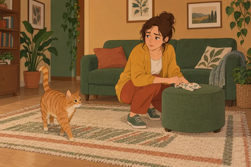 cuestionario ¿Soy alérgico: una mujer observa un gato.