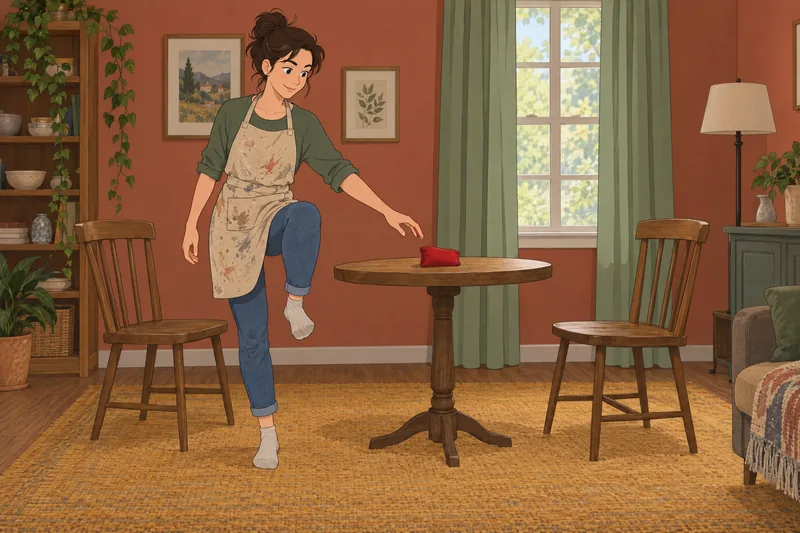 Am I Athletic? A woman practices balance indoors.