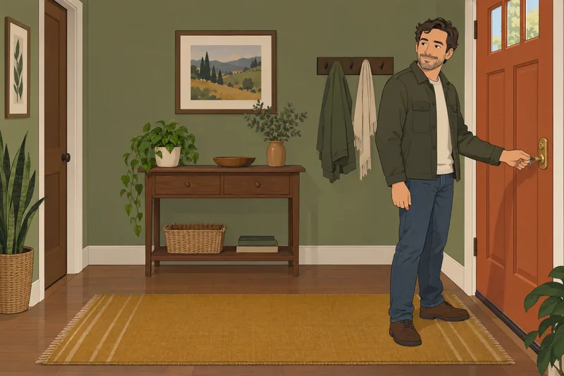 Am I Better: a man unlocks his home.