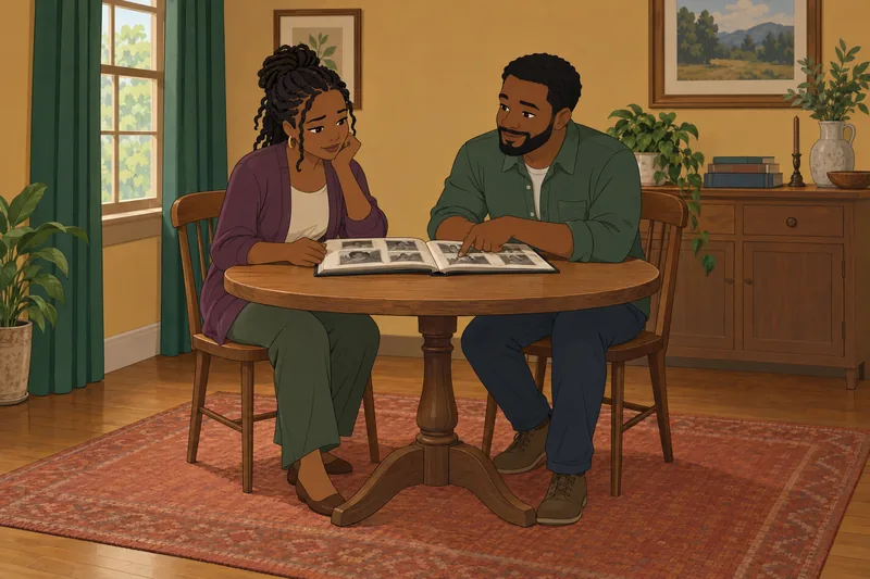 Am I Black: two adults examine family roots.