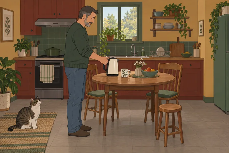 cuestionario «¿Soy británico?» en una cocina serena.