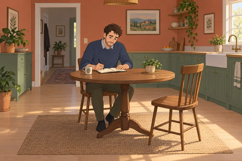 Am I Broken shows a man beginning journaling.
