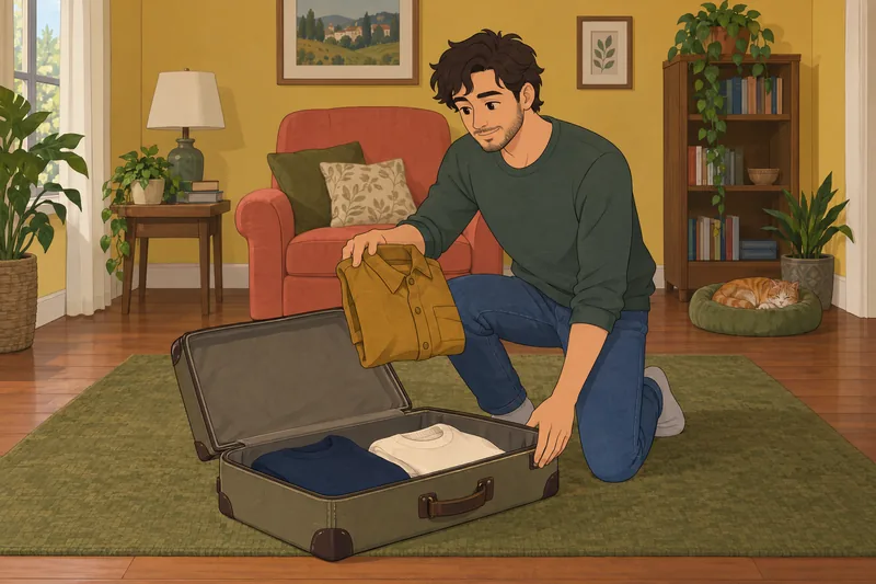 Am I Cis reflection shows a packed suitcase.