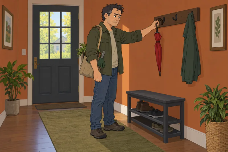 Am I Cynical: he prepares an umbrella.