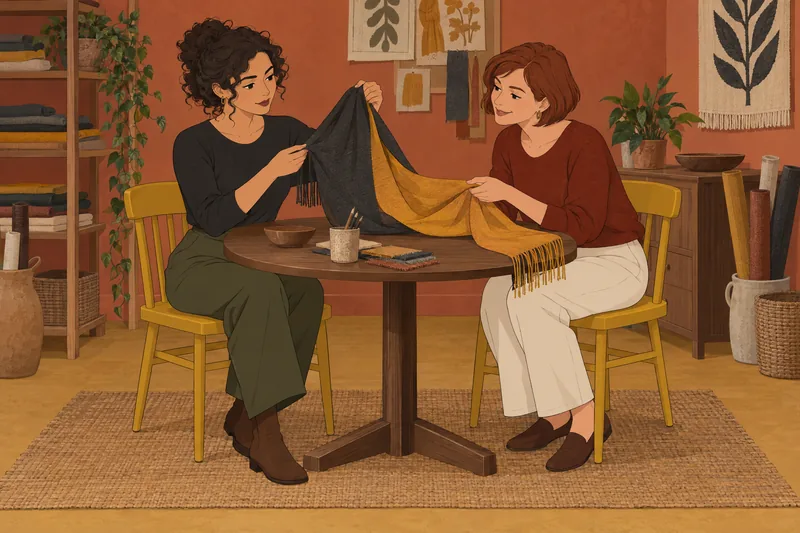 Am I Dark: two friends compare one scarf.