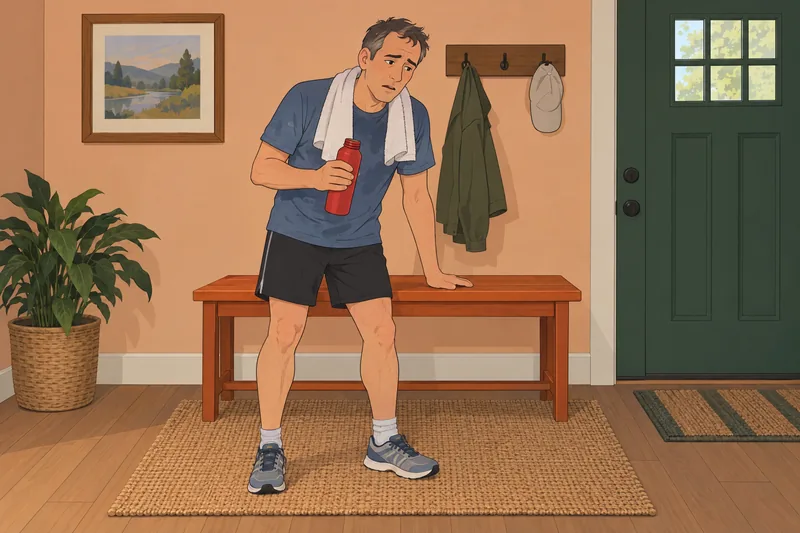 Am I Dehydrated: athlete holds an empty bottle.