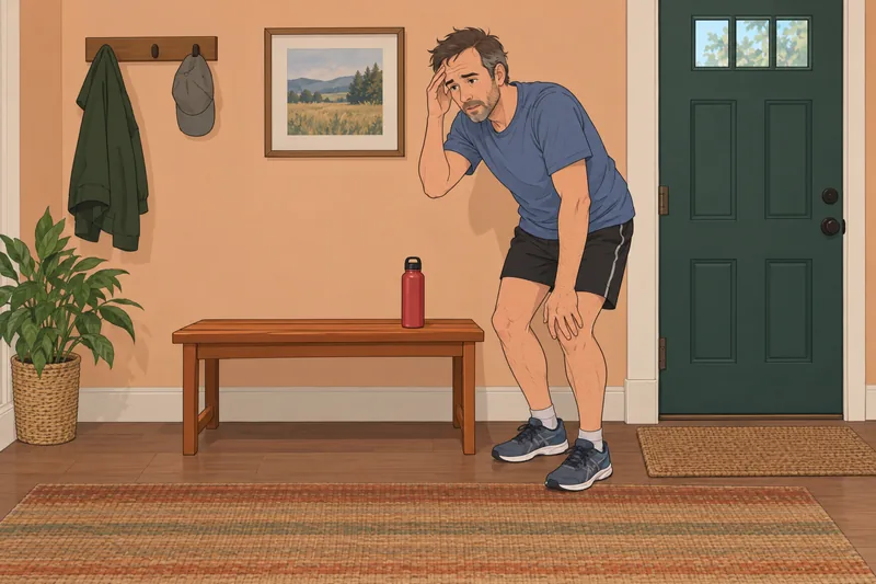 cuestionario ¿Estoy deshidratado? Deportista sostiene botella vacía.