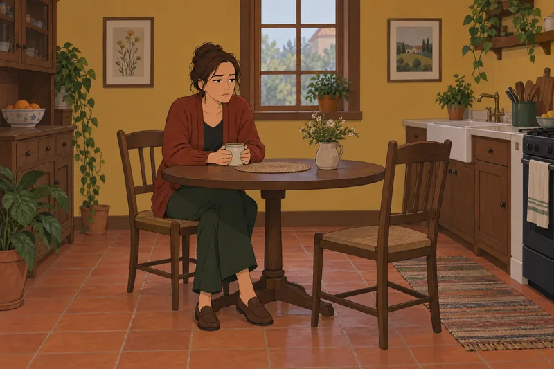 Am I Emotionally? She stares at cold tea.