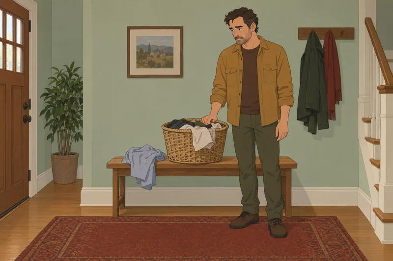 cuestionario ¿Estoy emocionalmente? Él sostiene una camisa.