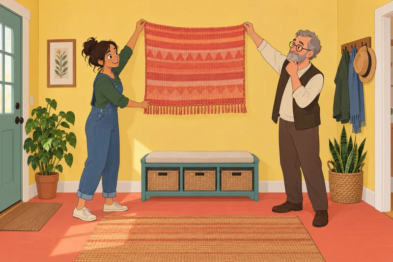 Am I Ghetto: neighbors hold a woven panel.