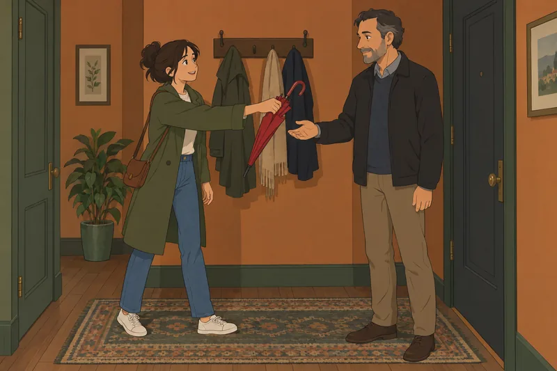 Am I Going shows an umbrella being returned.