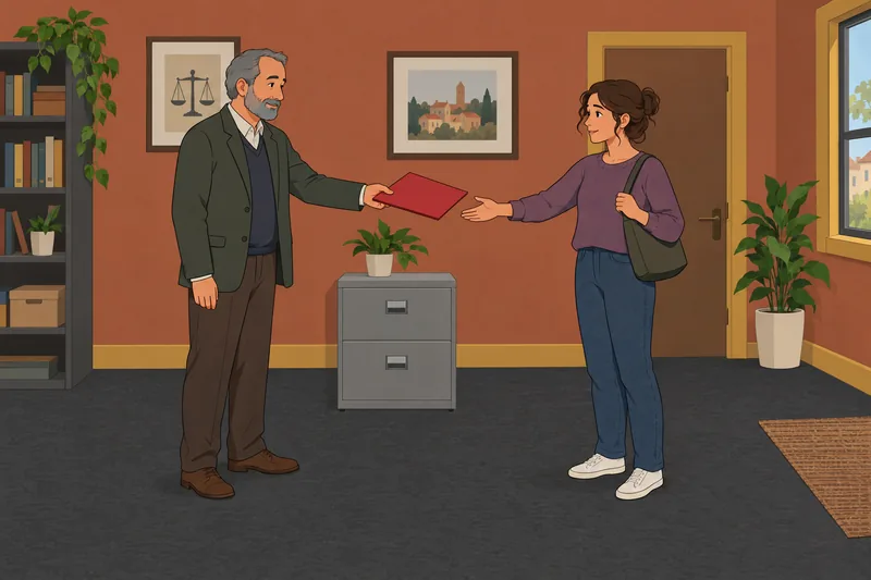 Am I Going: legal folder changes hands.