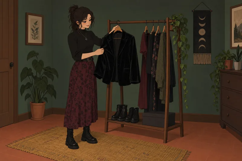 Am I Goth appears through a wardrobe choice.