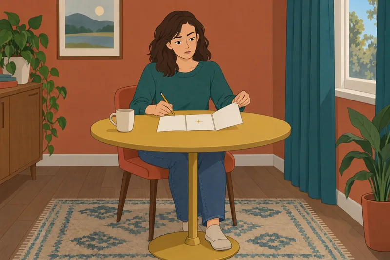 Am I Graysexual: woman studies a sparse booklet.