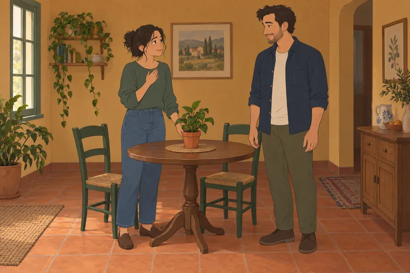 ¿Soy una persona? Ella repara una planta caída.