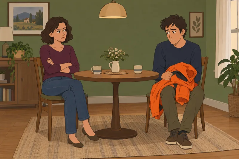 Am I Judgemental: a tenant judges a raincoat.
