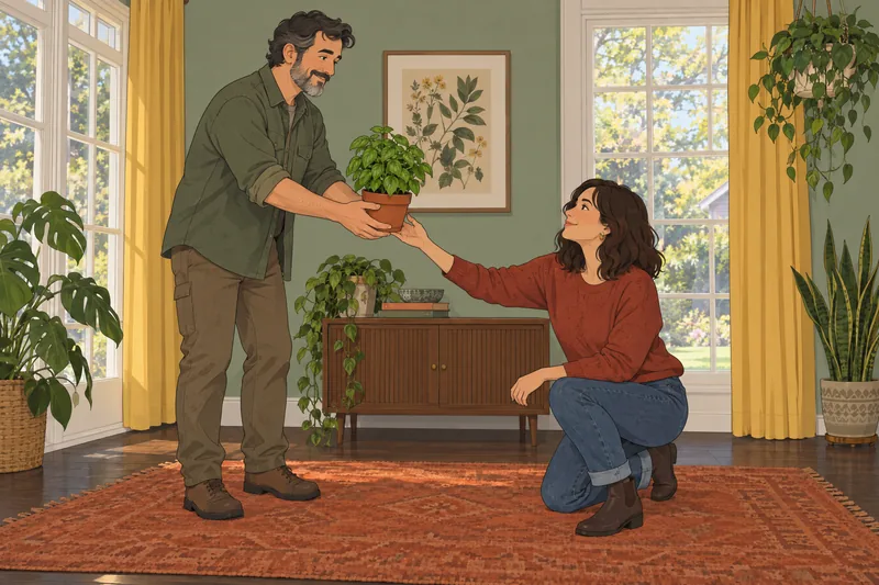 Am I Lovable shows partners tending a plant.