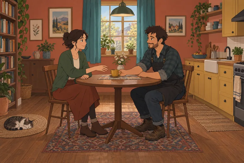 Am I Lovable shows two adults sharing tea.